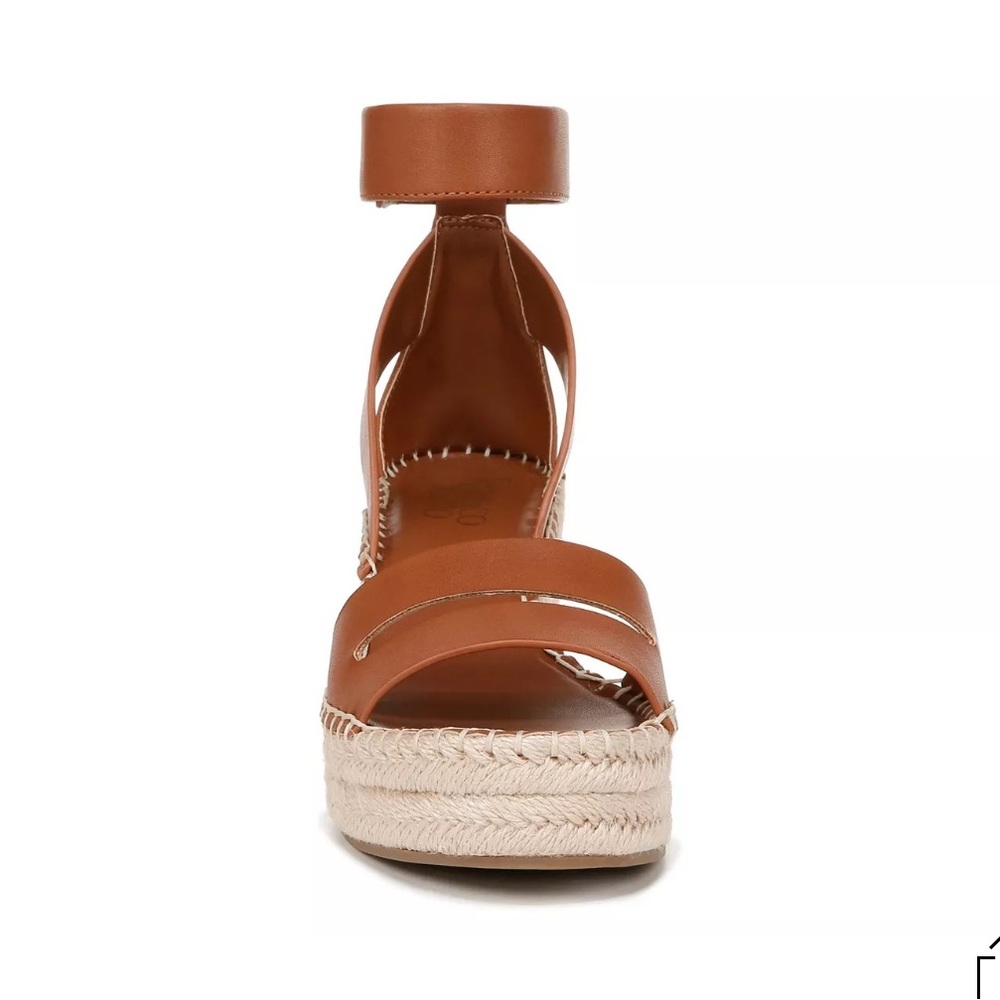 ✨ NEW Franco Sarto Callia Wedge Sandals – Cognac Brown Leather, Size 7